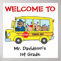 Custom Kids on the School Bus Welcome Poster