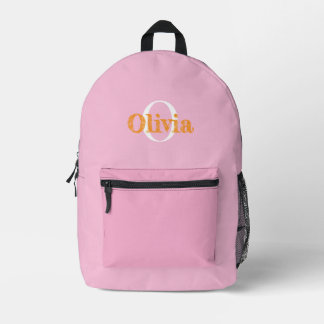 custom kids or teen name pink printed backpack