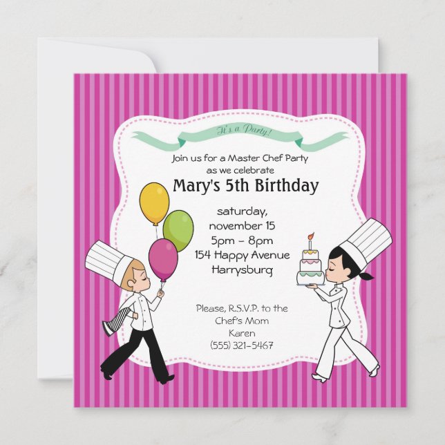 Custom Kids Party Invitation with Unique Artwork (Front)