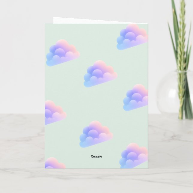 Custom Kids Party Invite with Clouds & Balloons (Back)