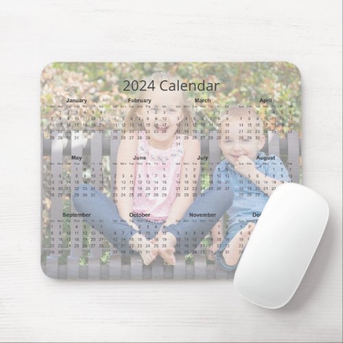 Custom Kids Photo 2024 Monthly Calendar Magnet Mouse Pad