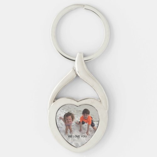 Custom Kids Photo Silver Heart Keychain