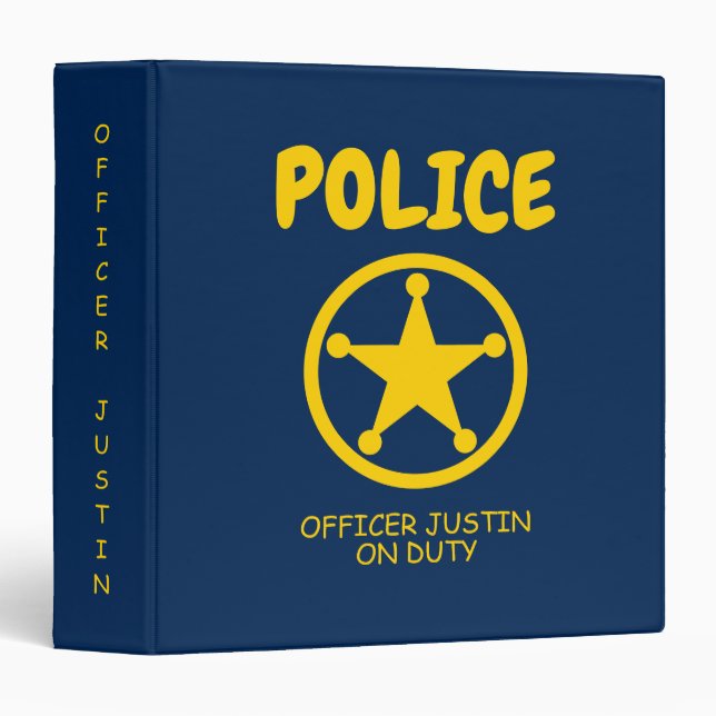 Custom kid's police officer theme school binder (Front/Spine)