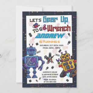 Custom Kids Robots Birthday party Invitation