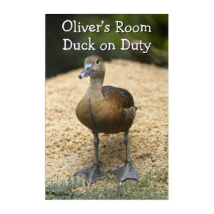 Custom Kids Room Duck on Duty Name Design Acrylic Print