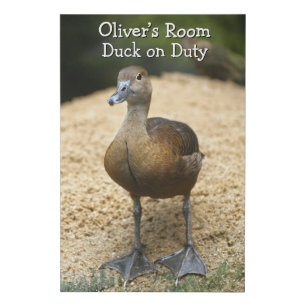 Custom Kids Room Duck on Duty Name Design Faux Canvas Print