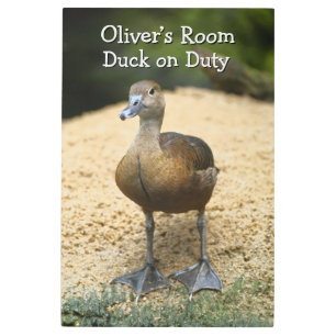 Custom Kids Room Duck on Duty Name Design Metal Print