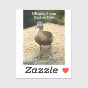Custom Kids Room Duck on Duty Name Design Sticker
