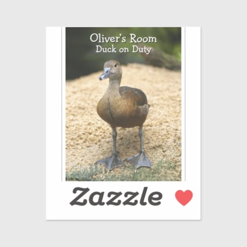 Custom Kids Room Duck on Duty Name Design Sticker