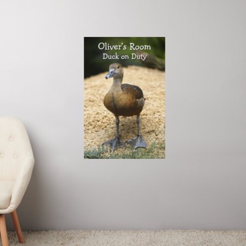Custom Kids Room Duck on Duty Name Design Wall Decal