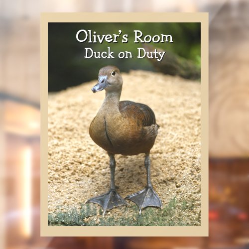 Custom Kids Room Duck on Duty Name Design Window Cling