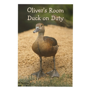 Custom Kids Room Duck on Duty Name Design Wood Wall Art