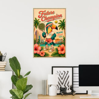 Custom Kids Room Retro Padel Poster - Future Champ