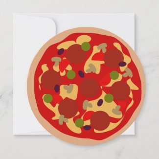 Custom kid's round pizza Birthday party invitation