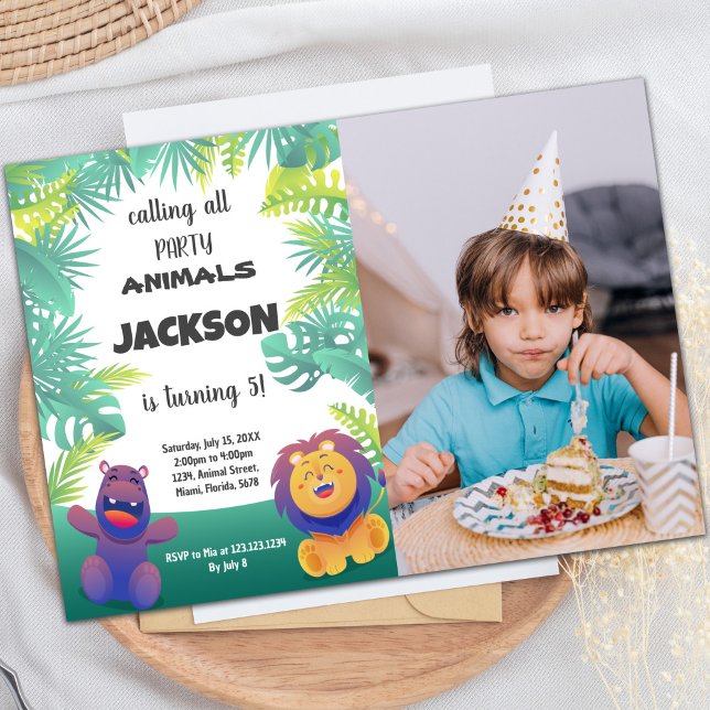 Custom Kids Safari Party Invite (Jungle Birthday Invitations with photo)