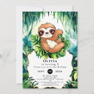 Custom Kids Sloth Birthday Invitation