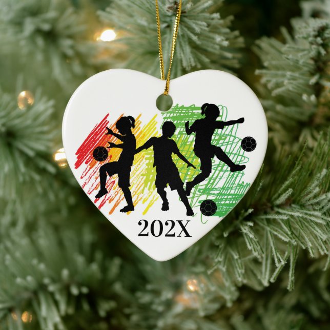 Custom Kids Soccer Player Christmas Ceramic Orname Ornament (Tree)