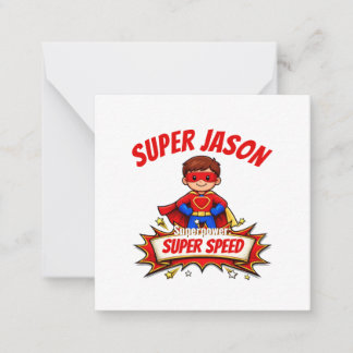 Custom Kids Superhero Name Note Card