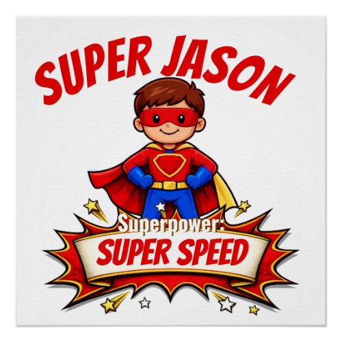 Custom Kids Superhero Name Poster