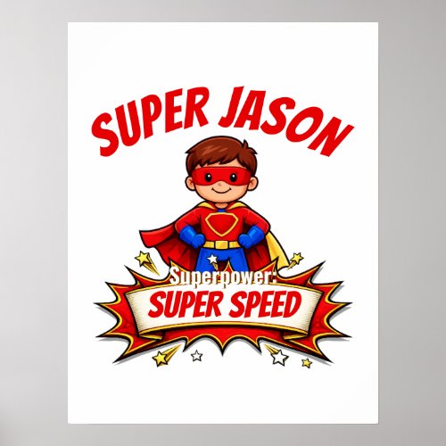 Custom Kids Superhero Name Poster