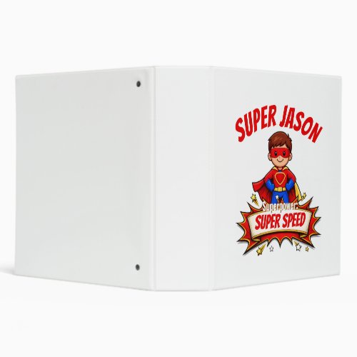 Custom Kids Superhero Name &amp; Superpower 3 Ring Binder