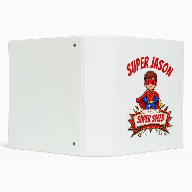 Custom Kids Superhero Name & Superpower 3 Ring Binder (Background)