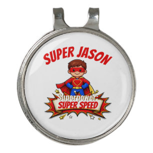 Custom Kids Superhero Name & Superpower Golf Hat Clip