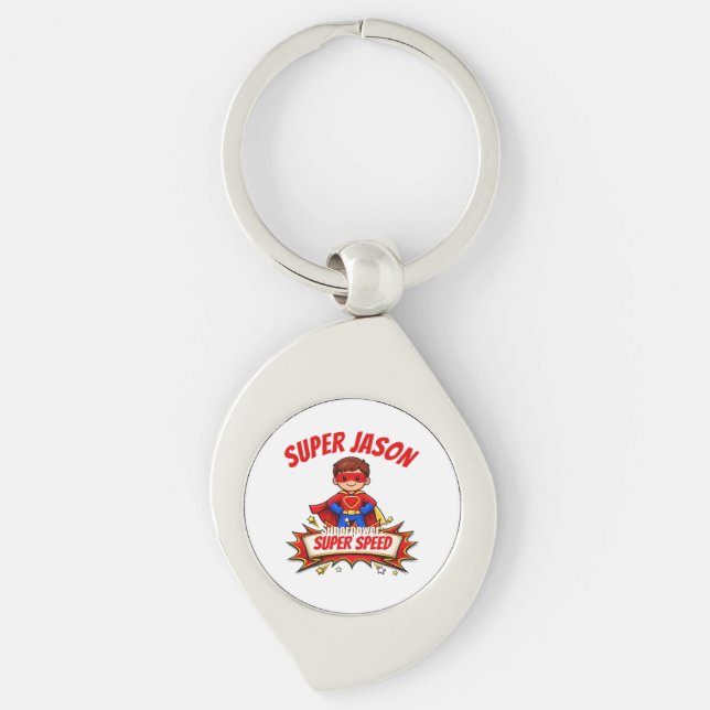 Custom Kids Superhero Name & Superpower Keychain (Front)
