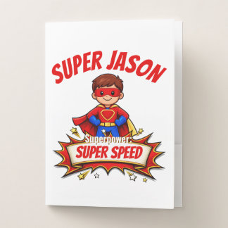 Custom Kids Superhero Name & Superpower Pocket Folder