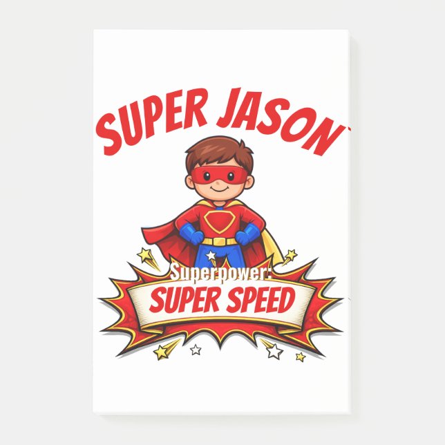 Custom Kids Superhero Name & Superpower Post-it Notes (Front)