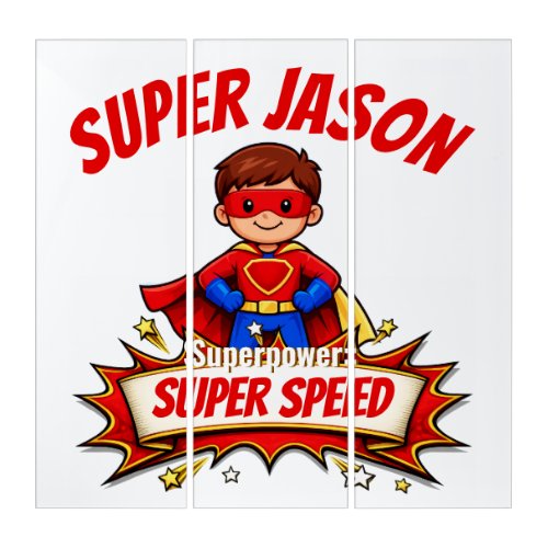 Custom Kids Superhero Name Triptych