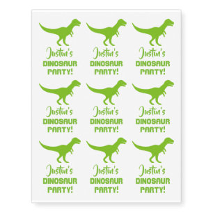 Custom kid's t-rex dinosaur Birthday party theme Temporary Tattoos