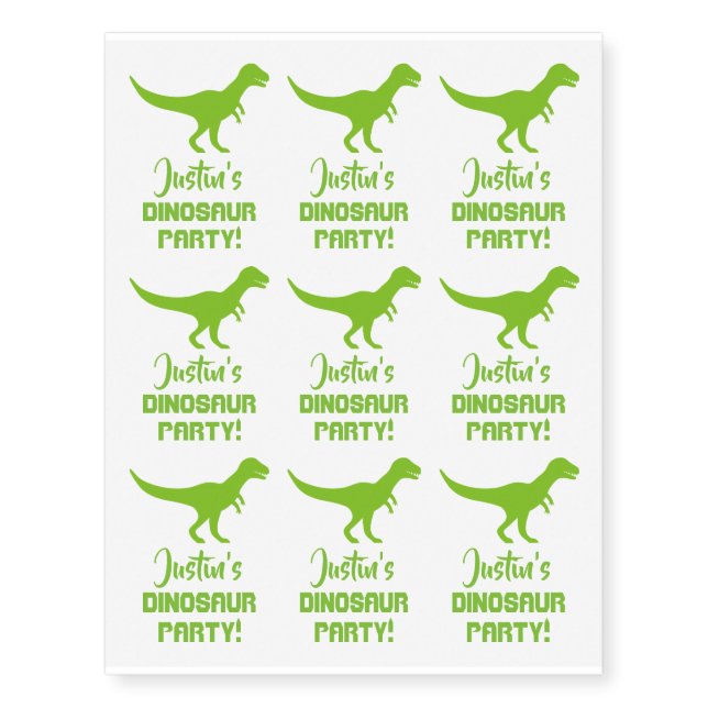 Custom kid's t-rex dinosaur Birthday party theme Temporary Tattoos (Front)
