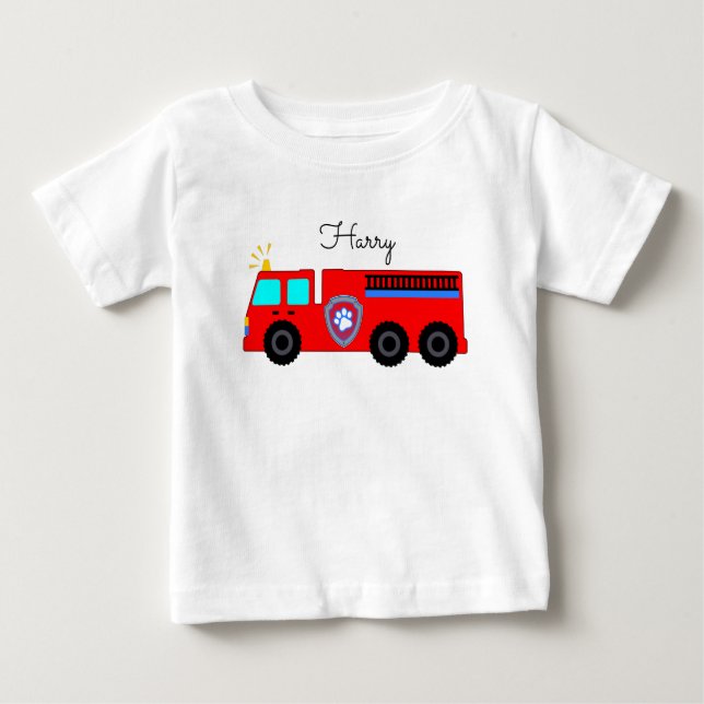 custom kids T-Shirt, fire engine Baby T-Shirt (Front)