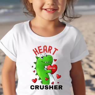 Custom Kids Valentine Dinosaur Heart Crusher Baby T-Shirt