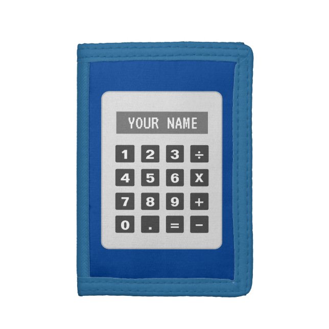 Custom kid's wallet with cute calculator drawing (Front Vertical)