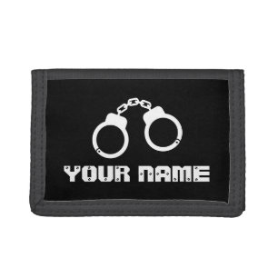 Custom kid's wallet with police handcuffs logo