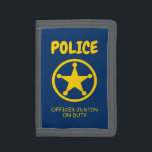 Custom kid's wallet with yellow police badge logo<br><div class="desc">Custom kid's wallet with yellow police badge logo and name. Personalized Birthday gift idea for children. Fun yellow police star design for boys or girls who love playing cops and robbers. Law enforcement theme accessories. Cute gift for son, grandson, nephew, play friends etc. Arrest, put a criminal in jail, guard...</div>