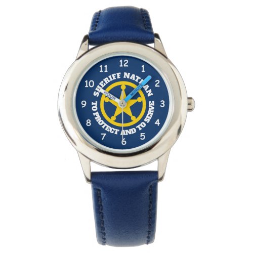 Custom kids watch with police sheriff star badge