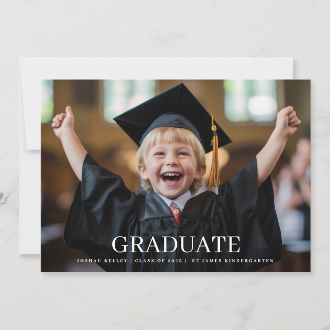 Custom Kindergarten 3 Photo Classic Graduate Announcement (Front)