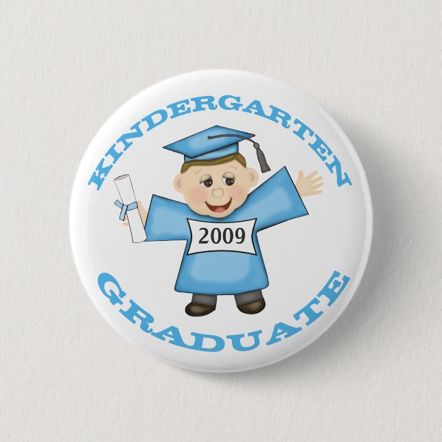 Custom Kindergarten Blue Girl Graduate Button (Front)