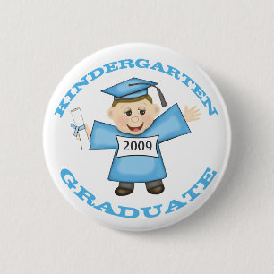 Custom Kindergarten Blue Girl Graduate Button