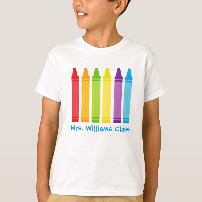 Custom Kindergarten Class Field Trip Crayon Kids T-Shirt (Front)