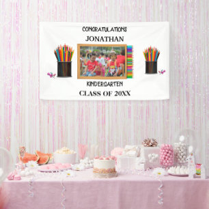 Custom kindergarten graduate chalkboard photo banner