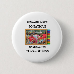 Custom kindergarten graduate chalkboard photo button