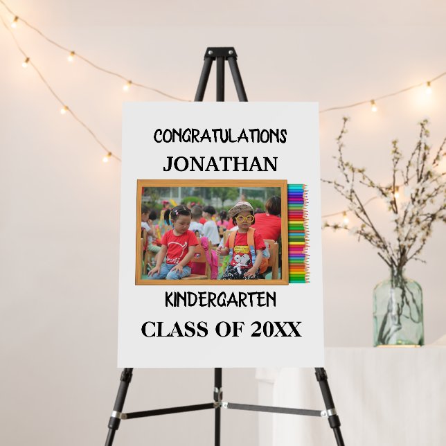 Custom kindergarten graduate chalkboard photo foam board (In Situ (Stand))