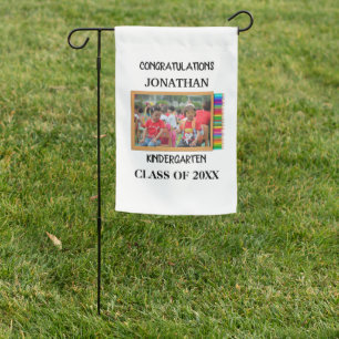 Custom kindergarten graduate chalkboard photo garden flag