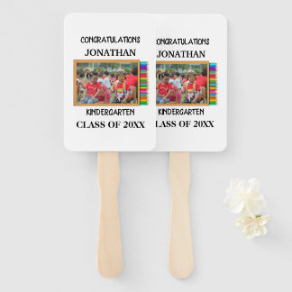 Custom kindergarten graduate chalkboard photo hand fan
