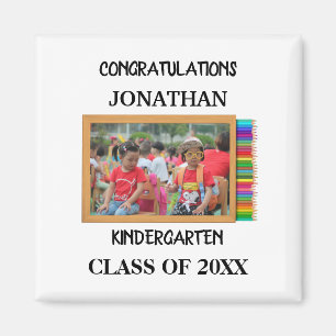 Custom kindergarten graduate chalkboard photo magnet