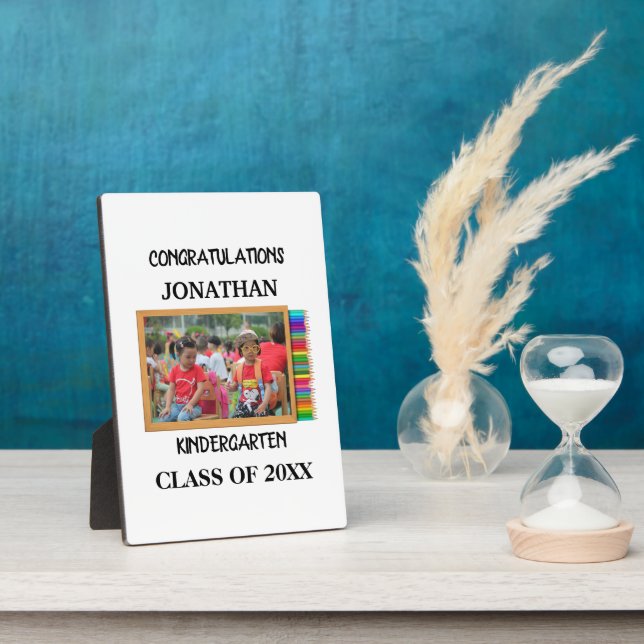 Custom kindergarten graduate chalkboard photo plaque (Side)